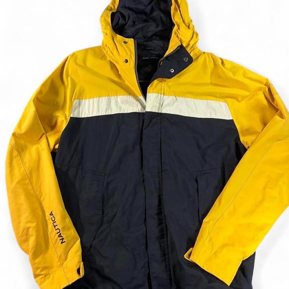 Like New Y2K Nautica Colorblock hooded jacket. Men's size XL